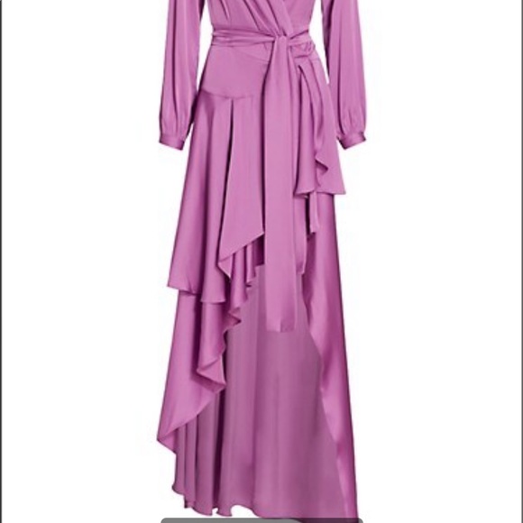 Pat Bo high low satin wrap gown - Picture 2 of 9